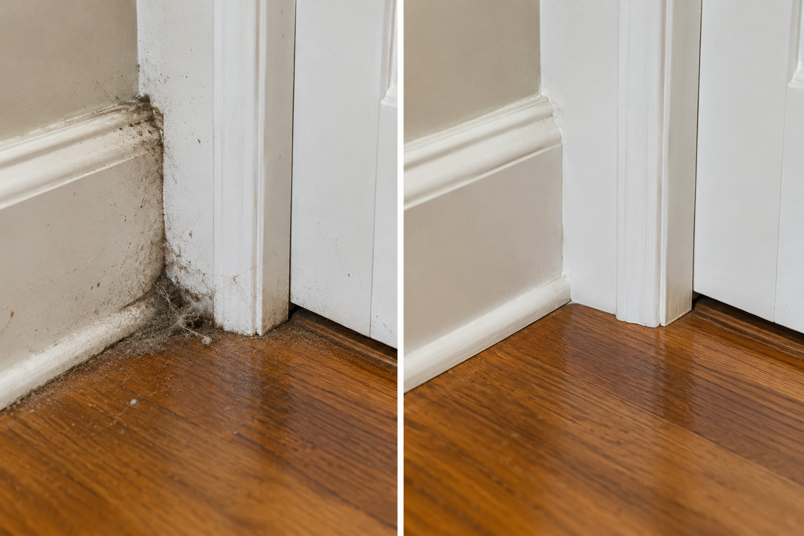 Door jamb before and after