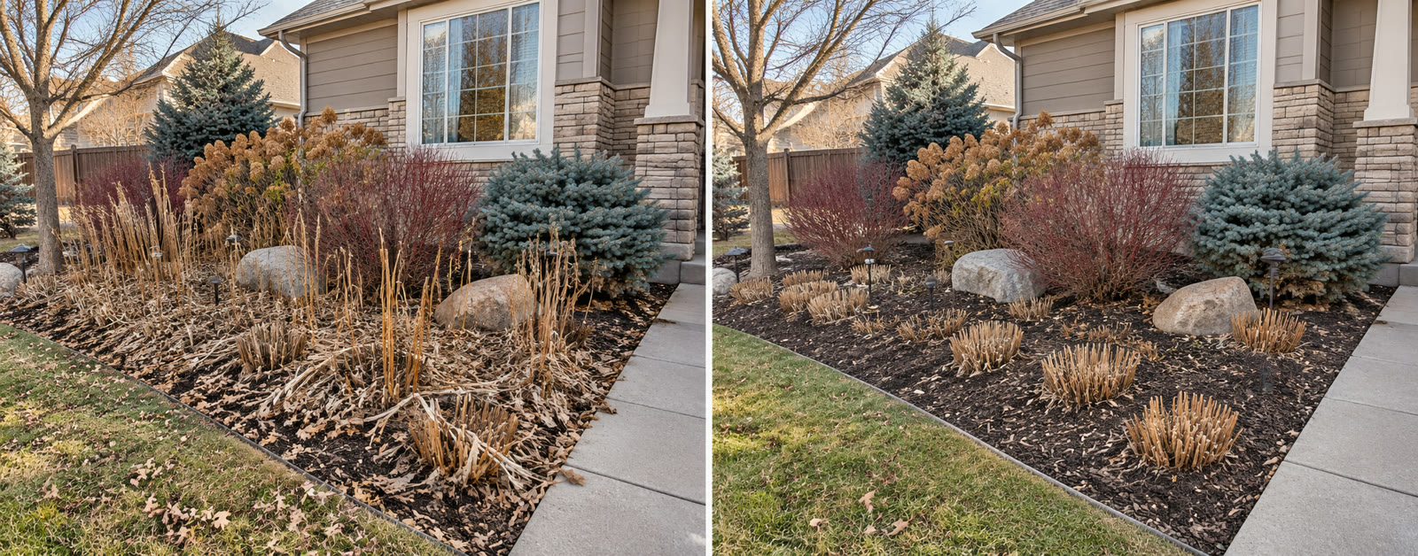 Garden bed pruning wrong versus right
