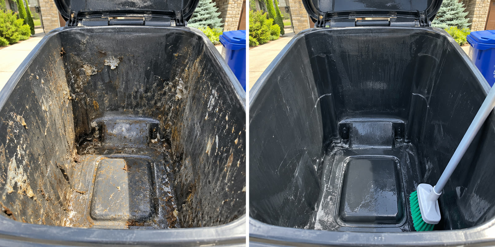 Bin outside and lid before and after