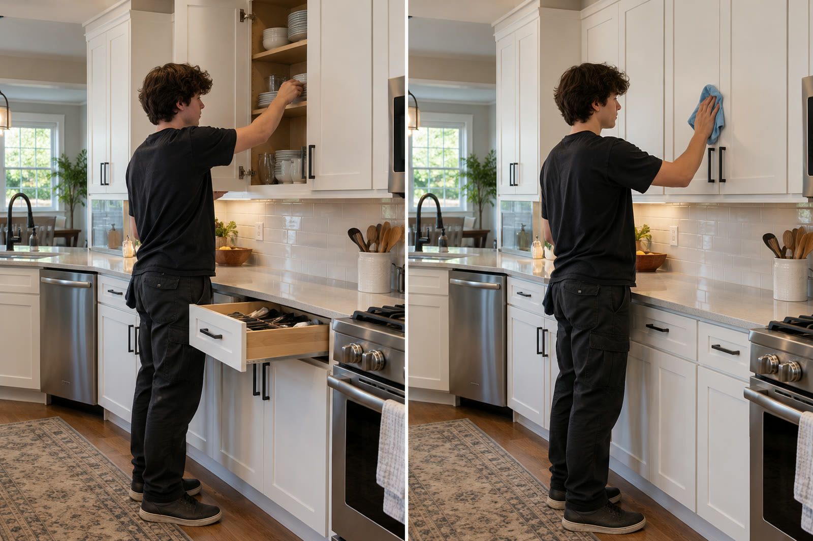 Cabinet doors streaked versus wiped with the grain