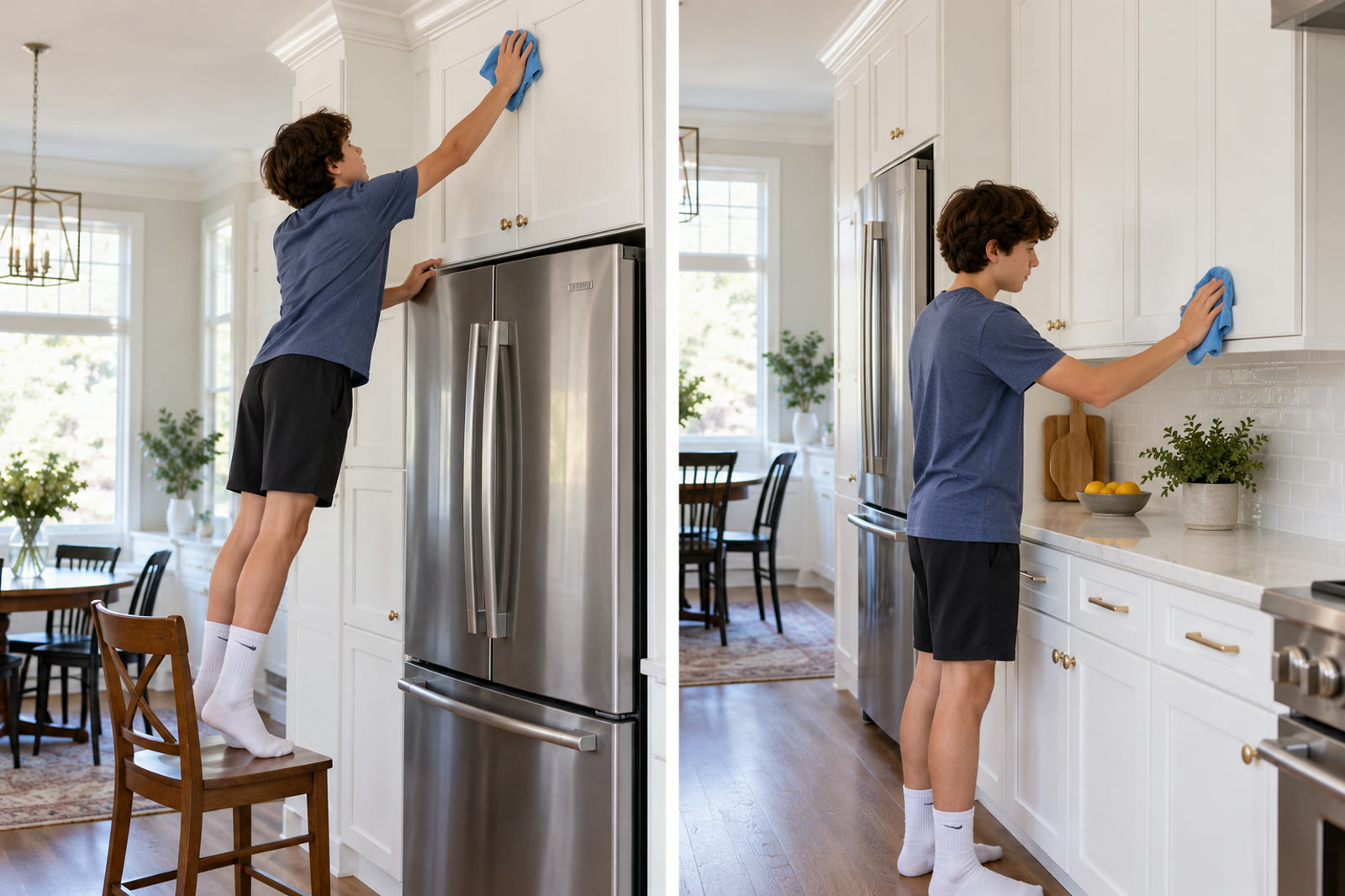 Reaching uppers on the counter versus step stool