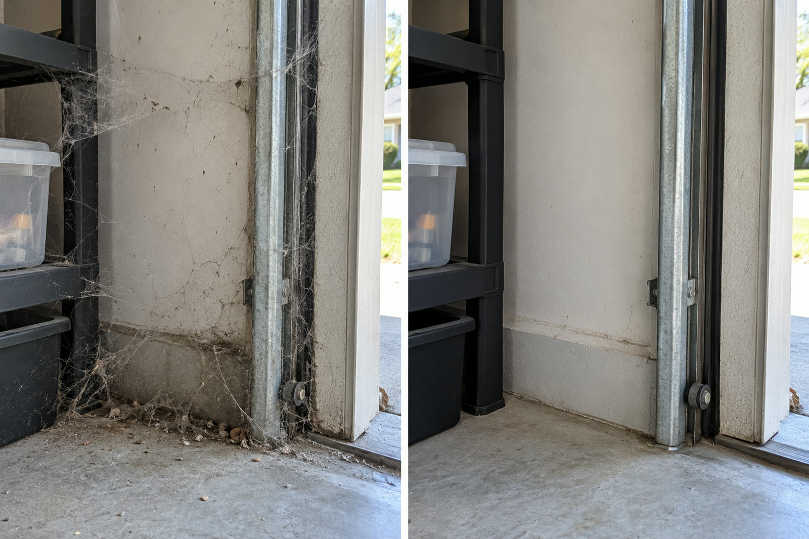 Corner cobwebs before and after