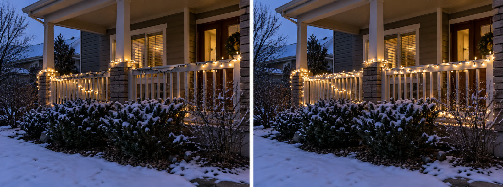 Holiday porch lights bad versus good
