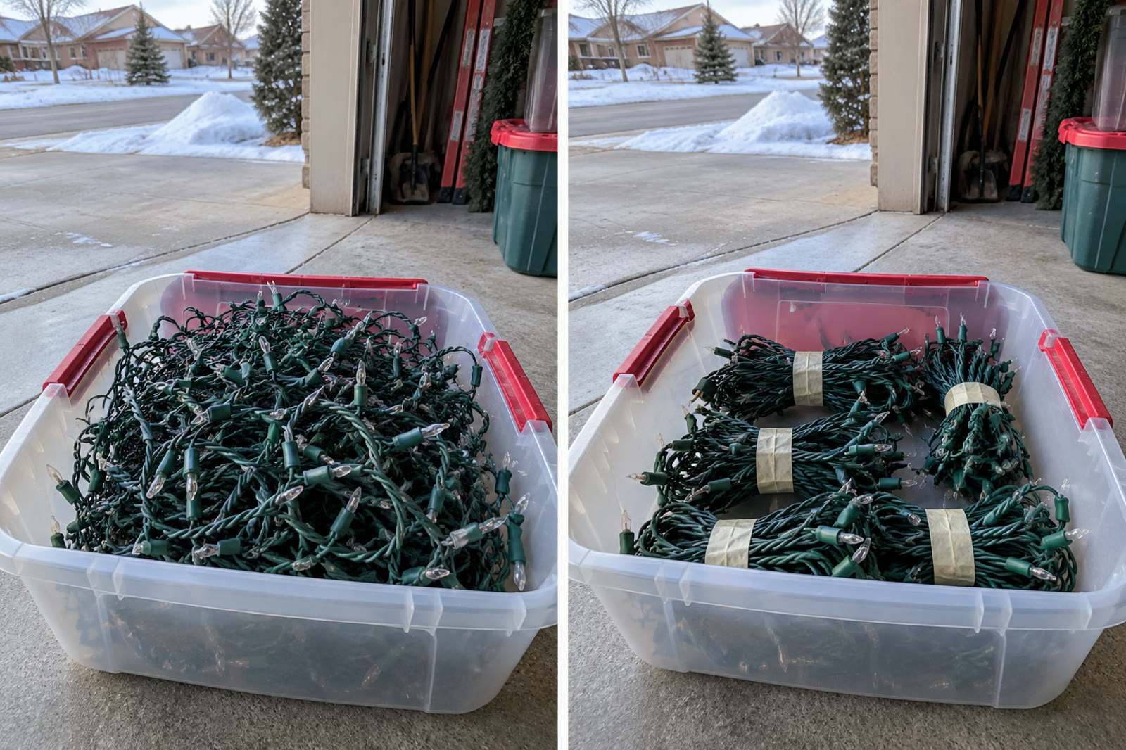 Light strands tangled versus coiled