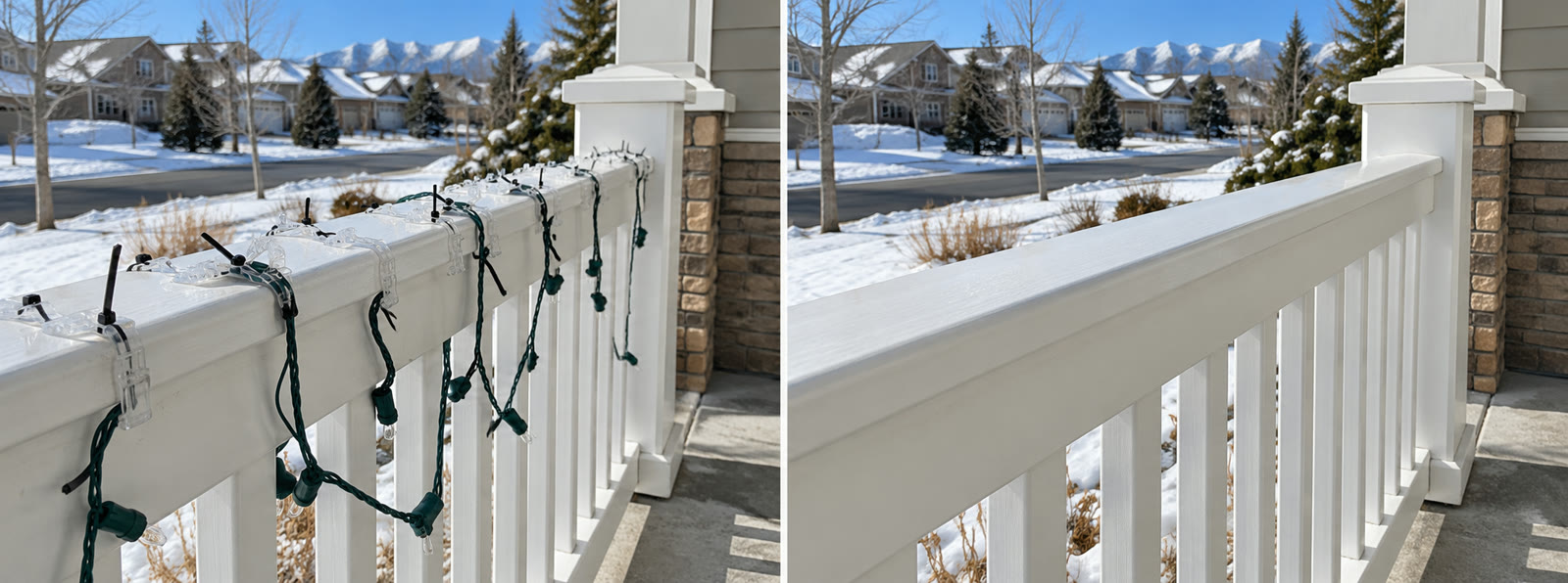 Porch railing before and after takedown