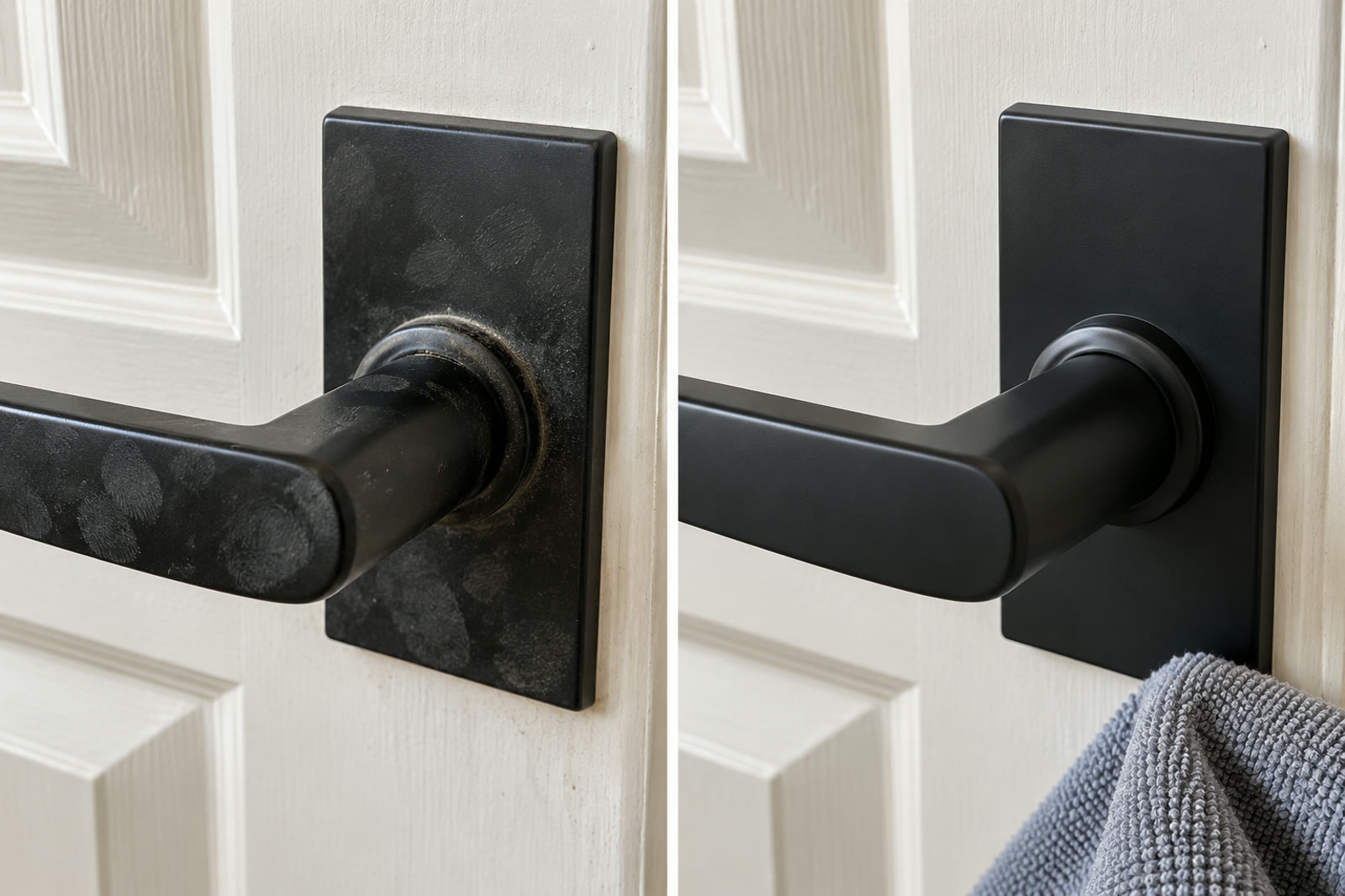 Door handle dirty versus clean