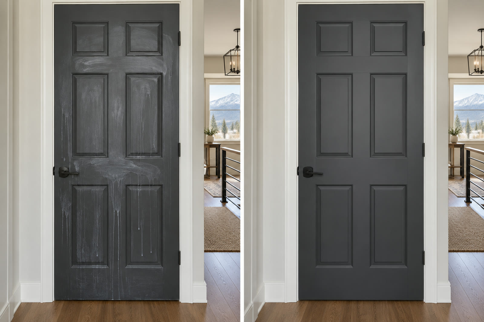 Door face streaked versus spotless