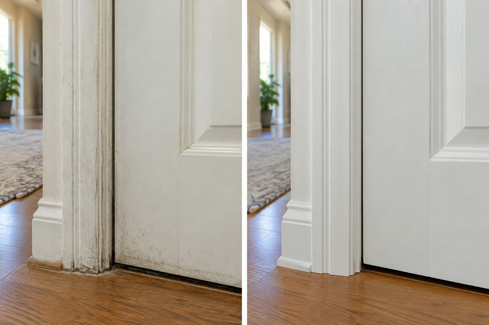 Door trim before and after