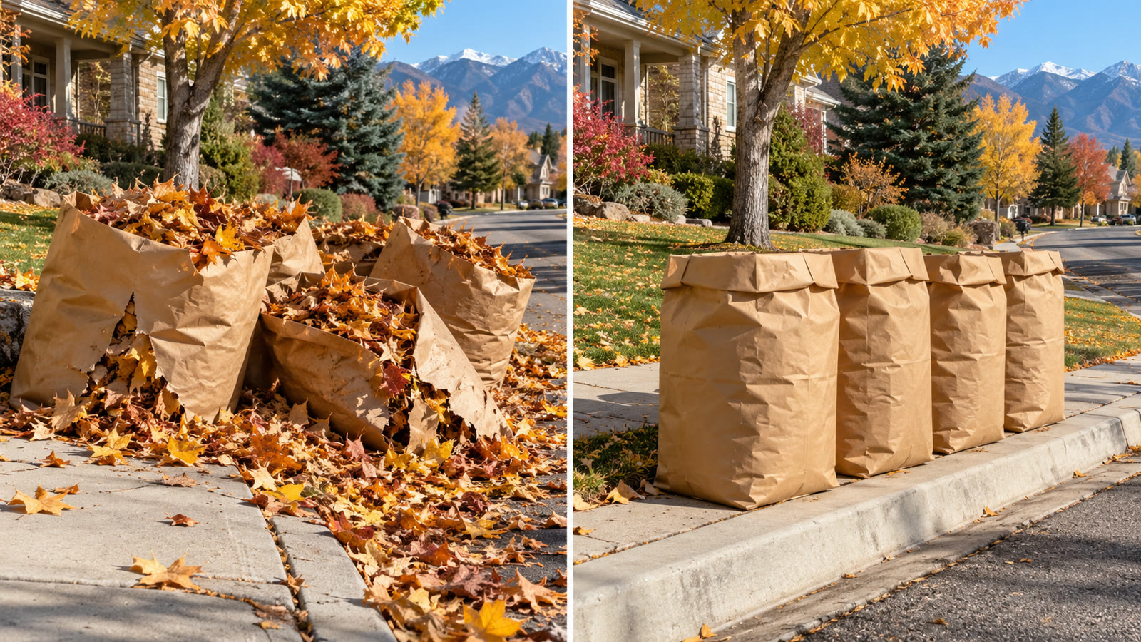 Leaf bag curbside setup bad vs good