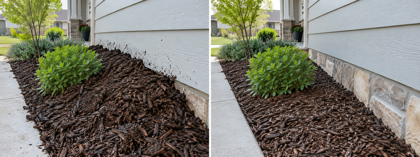 Mulch against stems versus pulled back