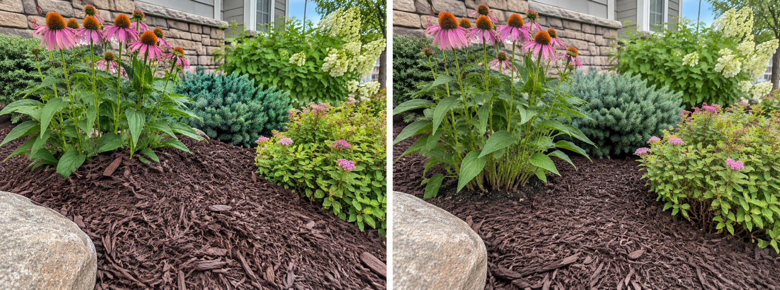 Mulch on siding versus kept clear