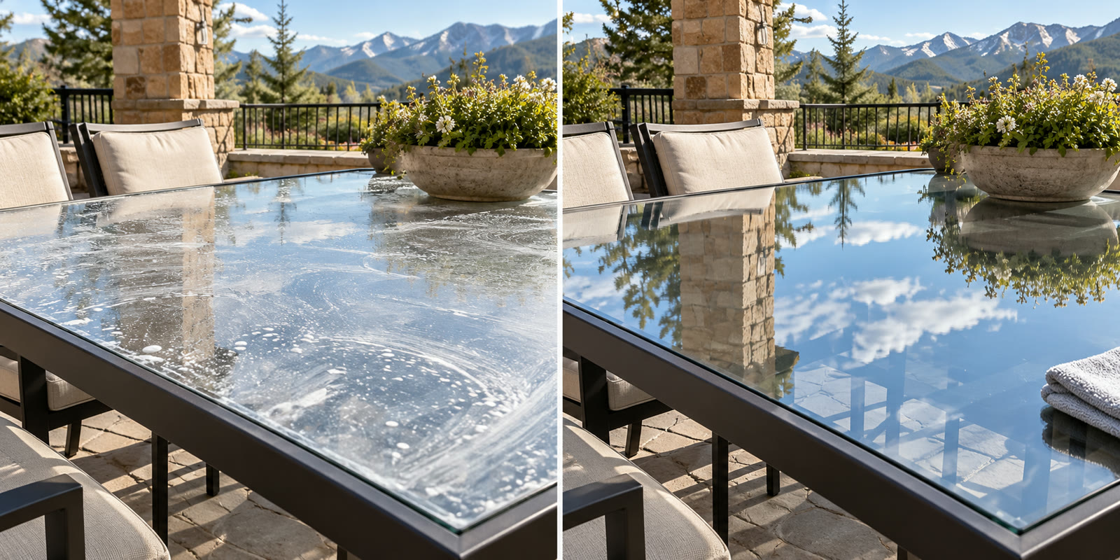 Patio table top before and after
