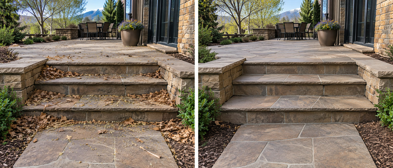 Walkway sweep before and after