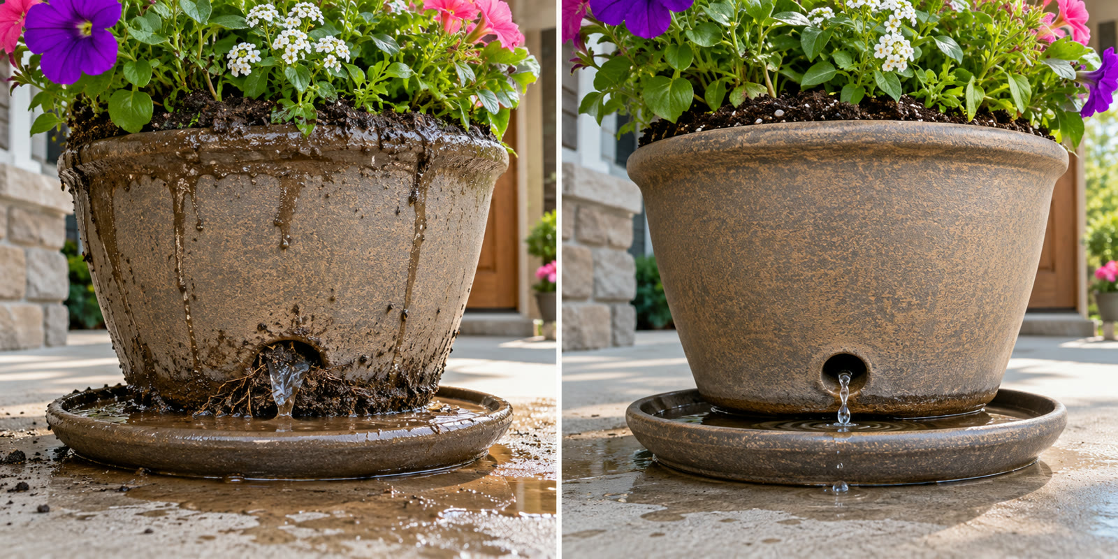 Drainage blocked versus clear