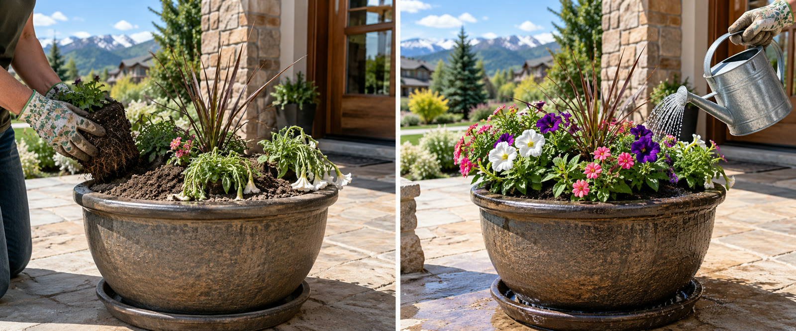 Planter before and after