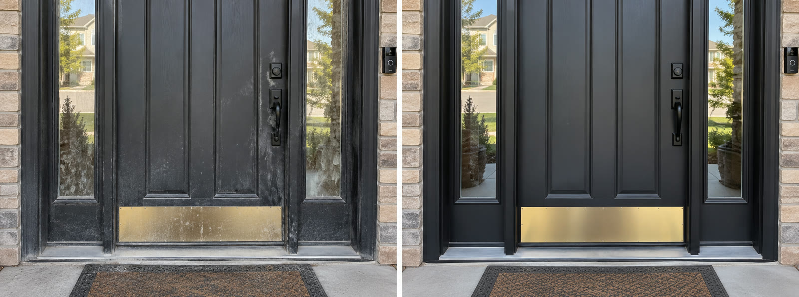 Front door wiped before and after