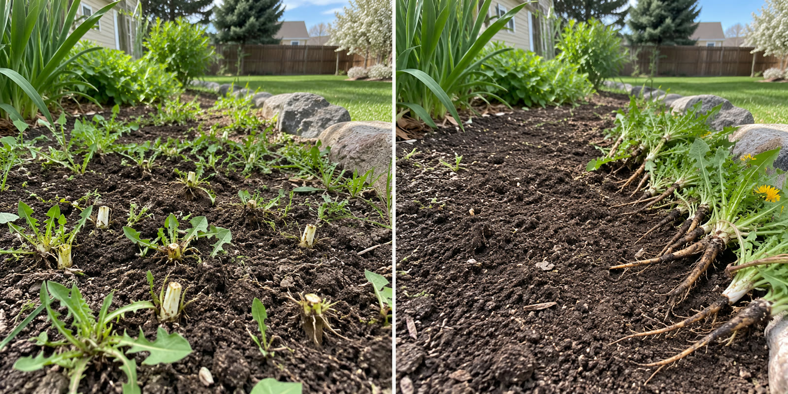 Weeds snapped off versus pulled by the root