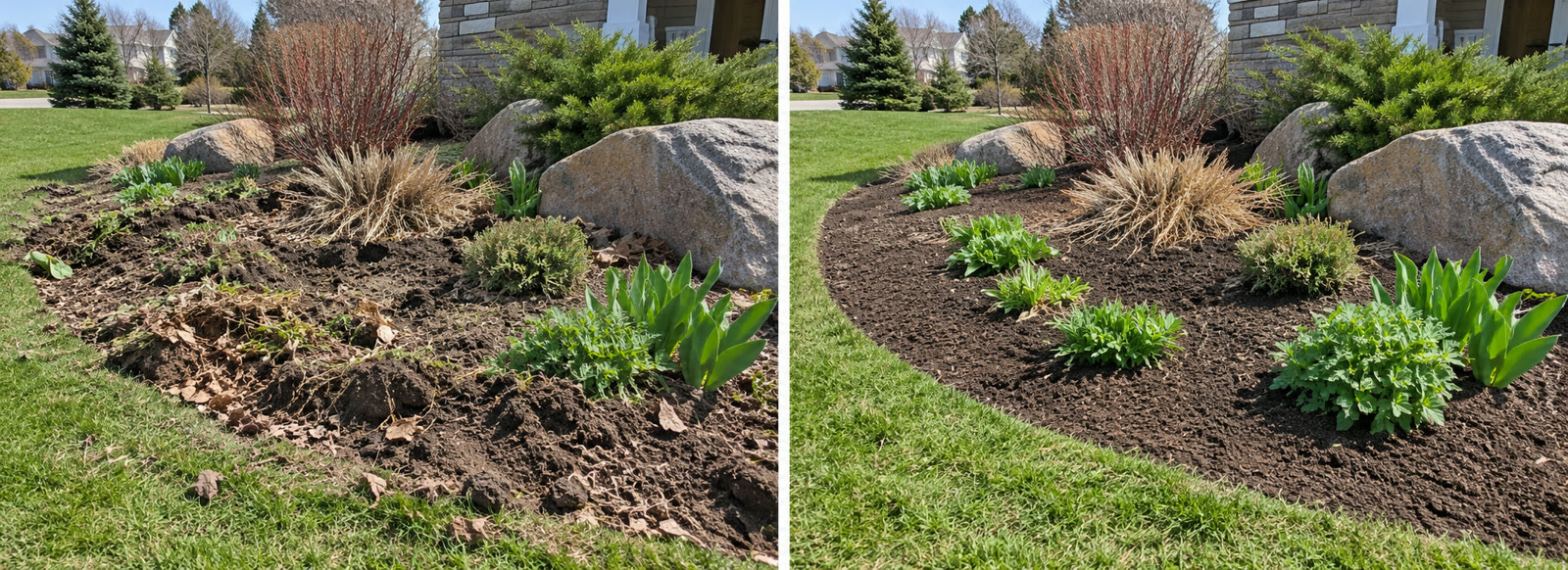 Bed before and after cleanup