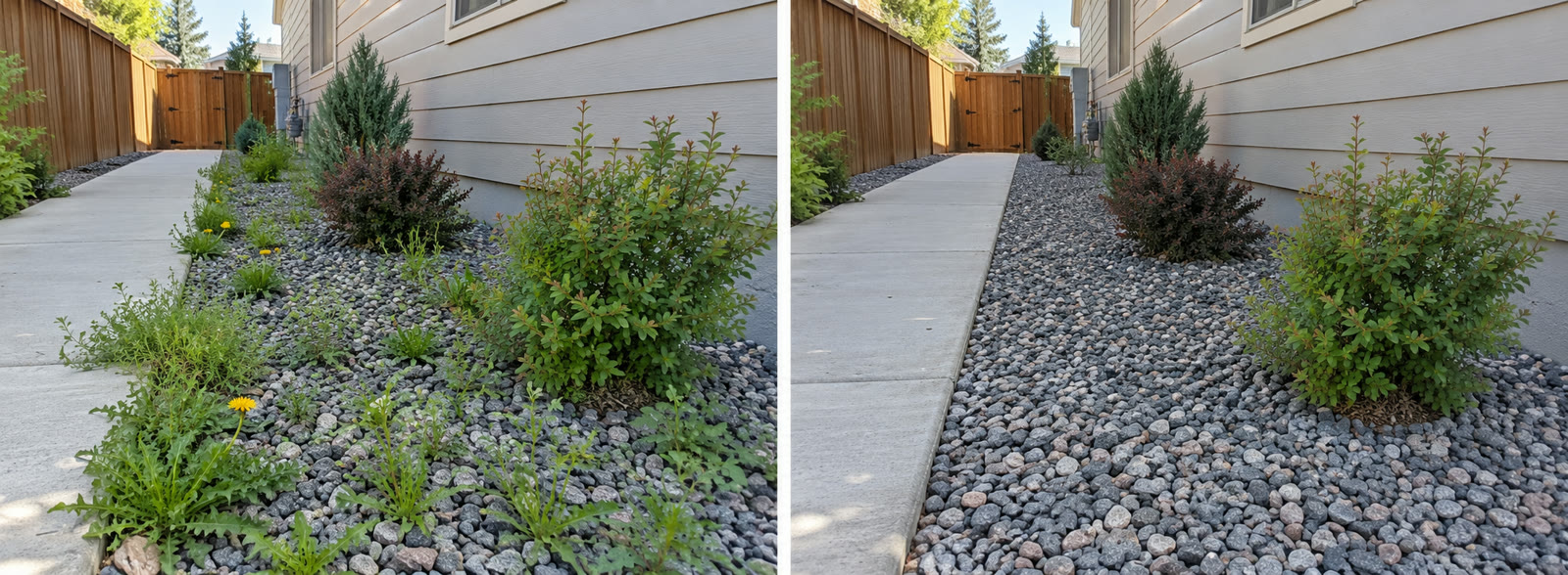 Gravel strip before and after