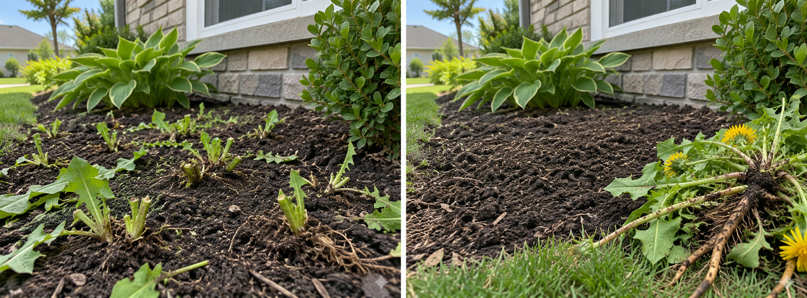 Dandelion top pulled versus whole root
