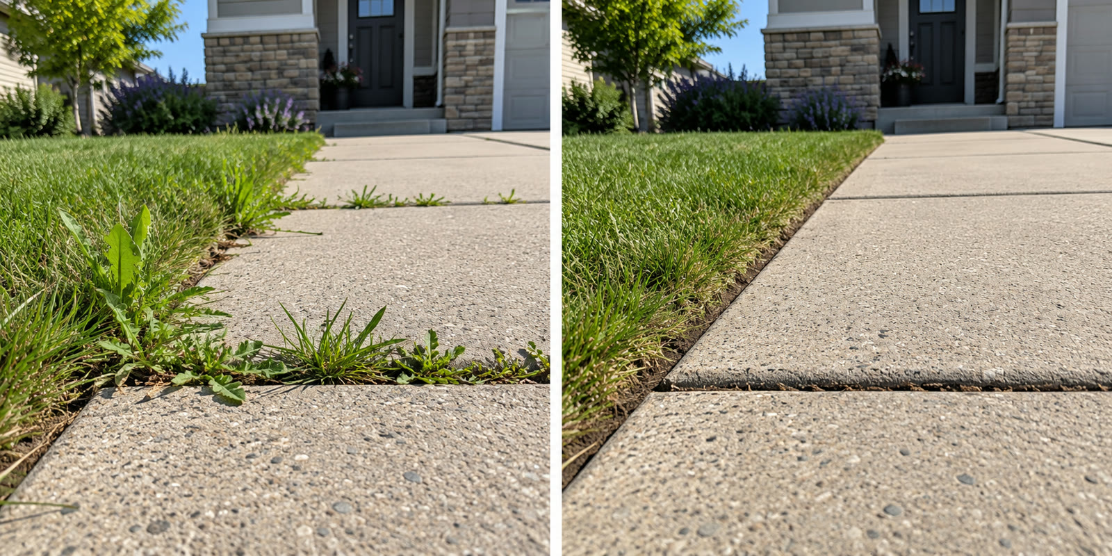 Walkway cracks before and after
